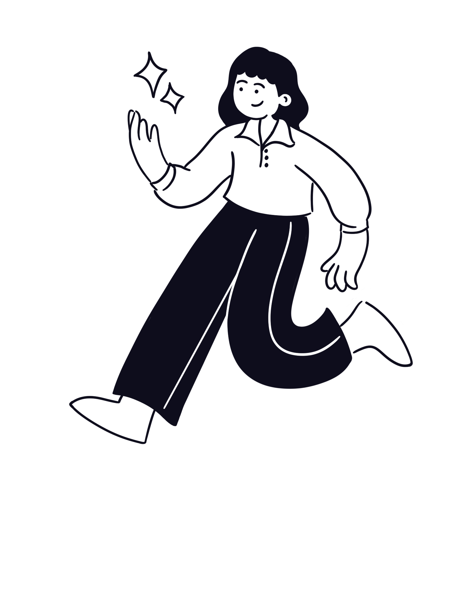 Illustration of a person walking around with some sparkle
